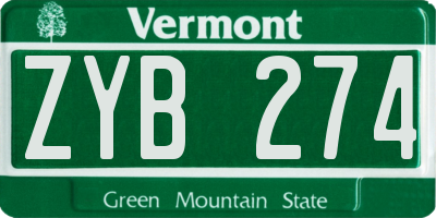 VT license plate ZYB274