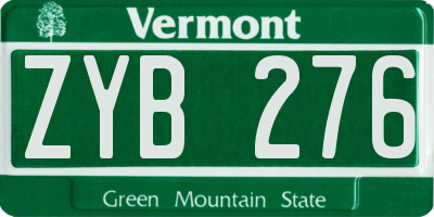 VT license plate ZYB276
