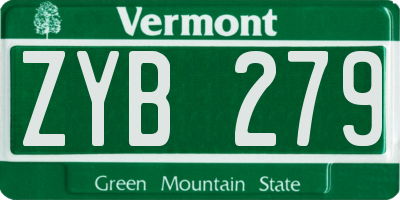 VT license plate ZYB279