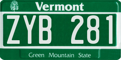 VT license plate ZYB281