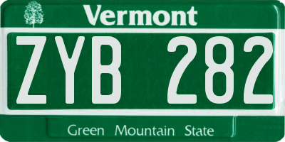 VT license plate ZYB282