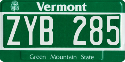 VT license plate ZYB285