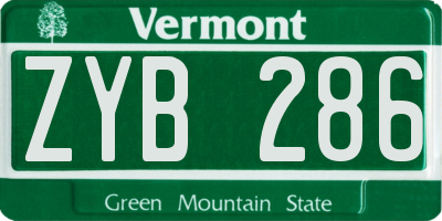 VT license plate ZYB286
