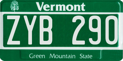 VT license plate ZYB290