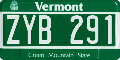 VT license plate ZYB291