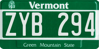 VT license plate ZYB294