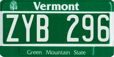 VT license plate ZYB296
