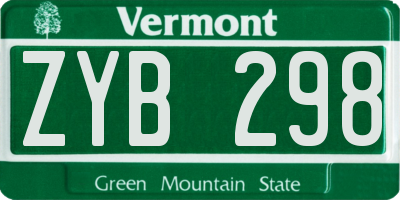 VT license plate ZYB298