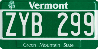 VT license plate ZYB299