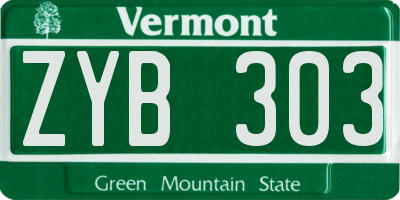 VT license plate ZYB303