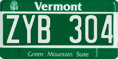 VT license plate ZYB304