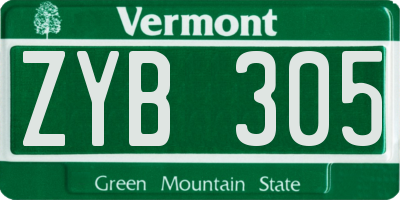 VT license plate ZYB305
