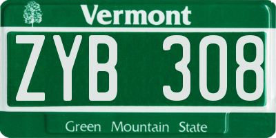 VT license plate ZYB308