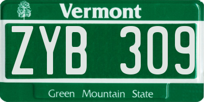 VT license plate ZYB309