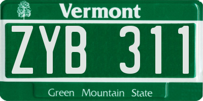 VT license plate ZYB311