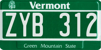 VT license plate ZYB312