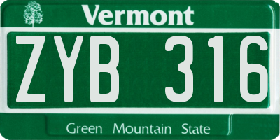 VT license plate ZYB316