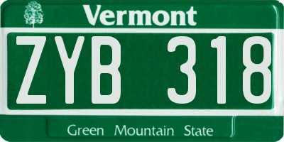 VT license plate ZYB318
