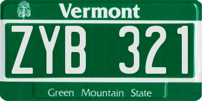 VT license plate ZYB321