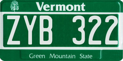 VT license plate ZYB322