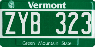 VT license plate ZYB323