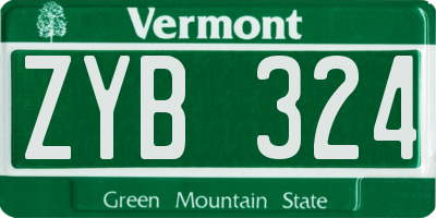 VT license plate ZYB324
