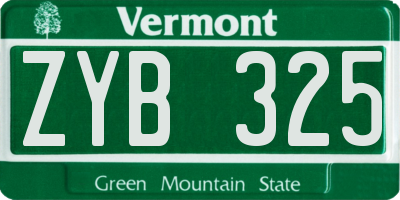VT license plate ZYB325