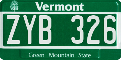 VT license plate ZYB326