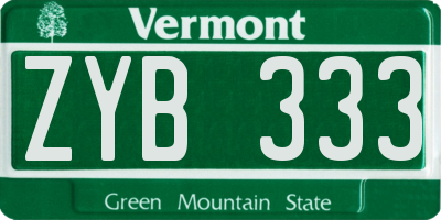 VT license plate ZYB333