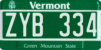 VT license plate ZYB334
