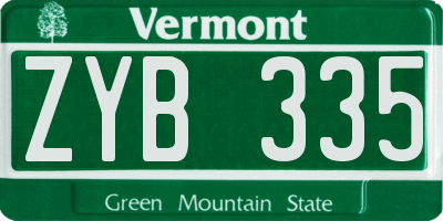 VT license plate ZYB335
