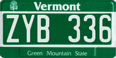 VT license plate ZYB336