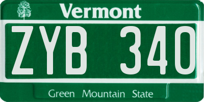 VT license plate ZYB340