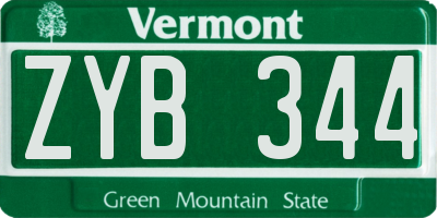 VT license plate ZYB344