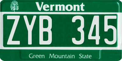 VT license plate ZYB345