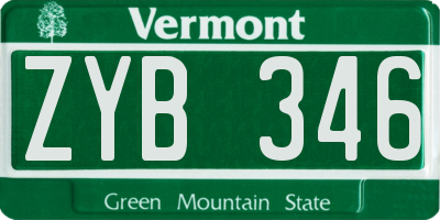 VT license plate ZYB346