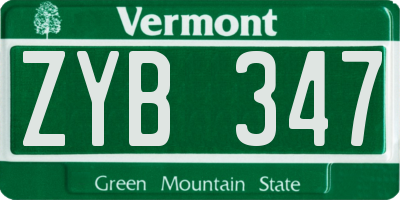 VT license plate ZYB347