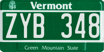 VT license plate ZYB348