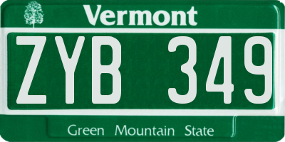 VT license plate ZYB349