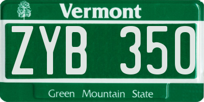 VT license plate ZYB350