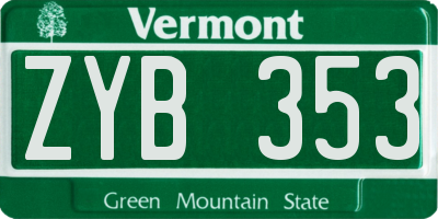 VT license plate ZYB353