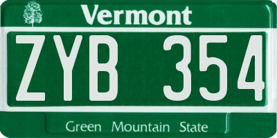 VT license plate ZYB354