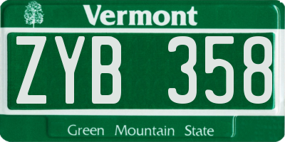 VT license plate ZYB358