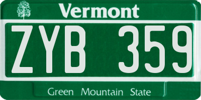 VT license plate ZYB359