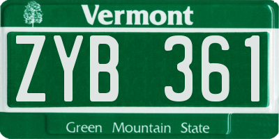 VT license plate ZYB361