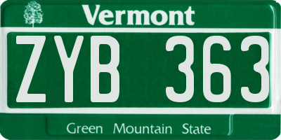 VT license plate ZYB363