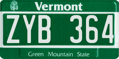 VT license plate ZYB364
