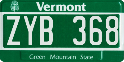 VT license plate ZYB368