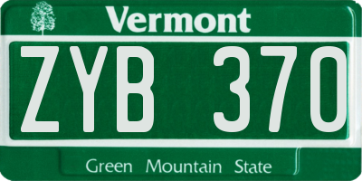 VT license plate ZYB370