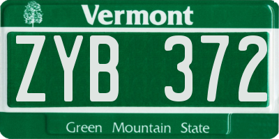 VT license plate ZYB372